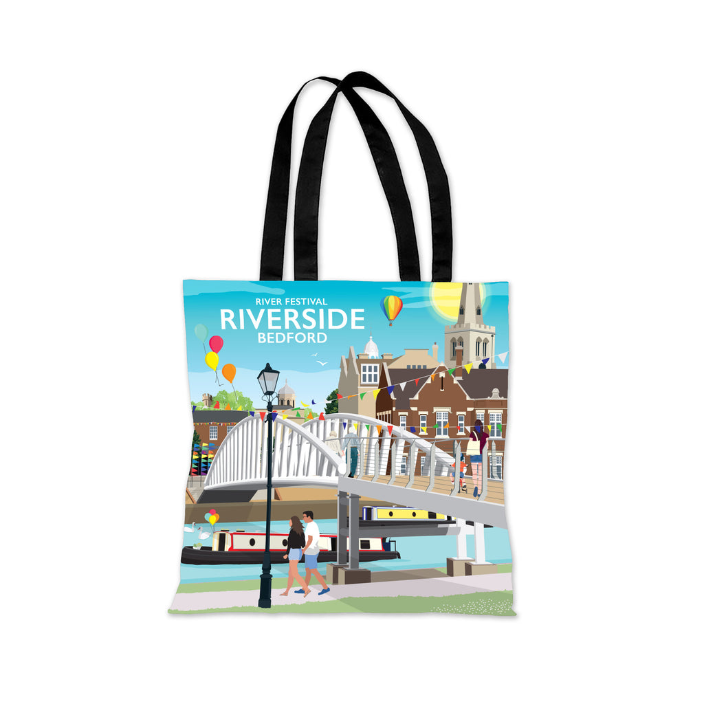 a tote bag with a picture of a bridge