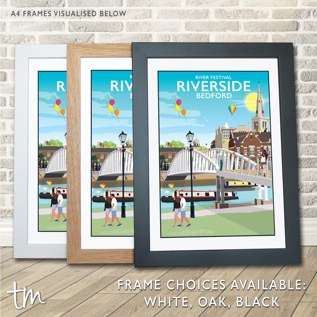 two framed pictures of a river side bridge