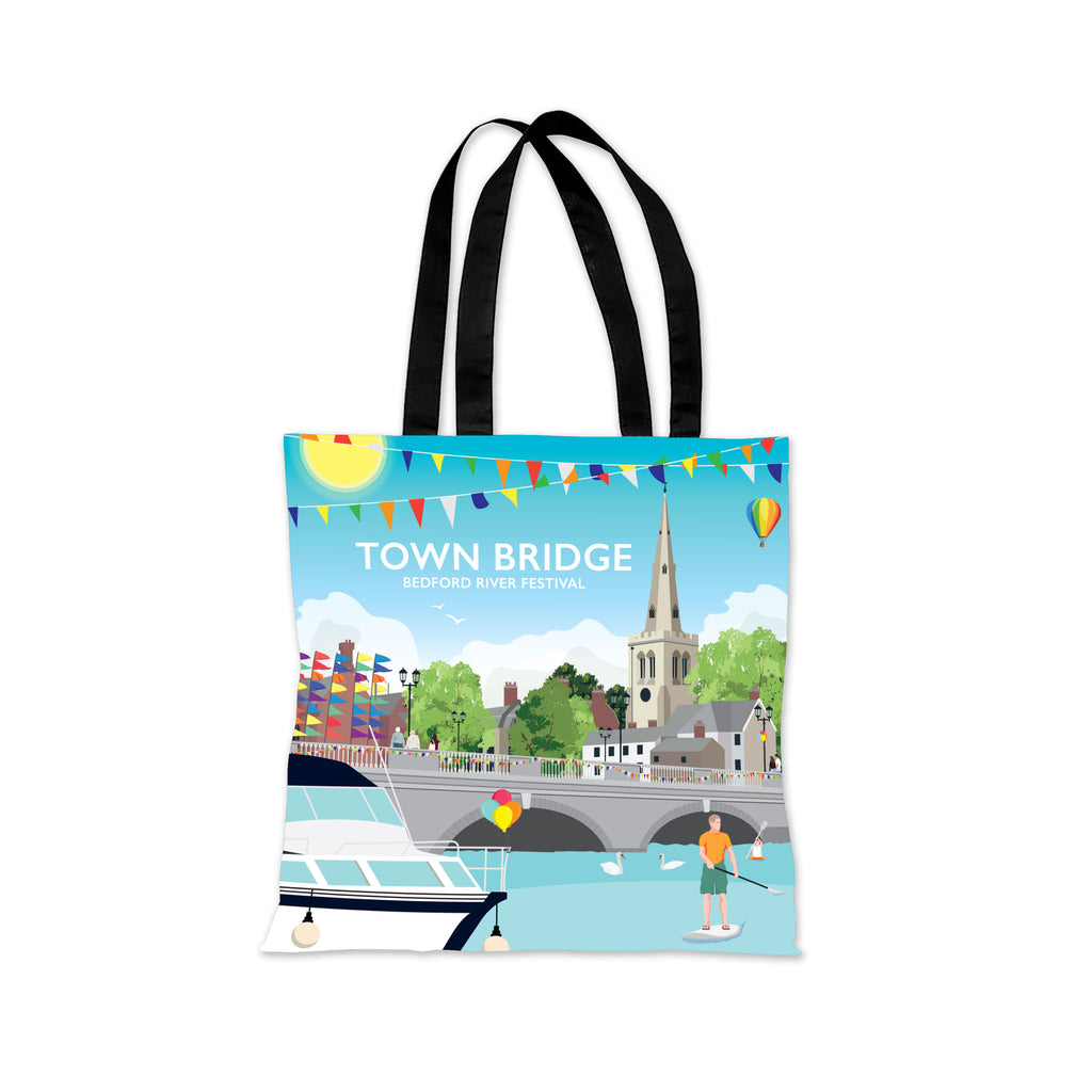 a bag with a picture of a town on it