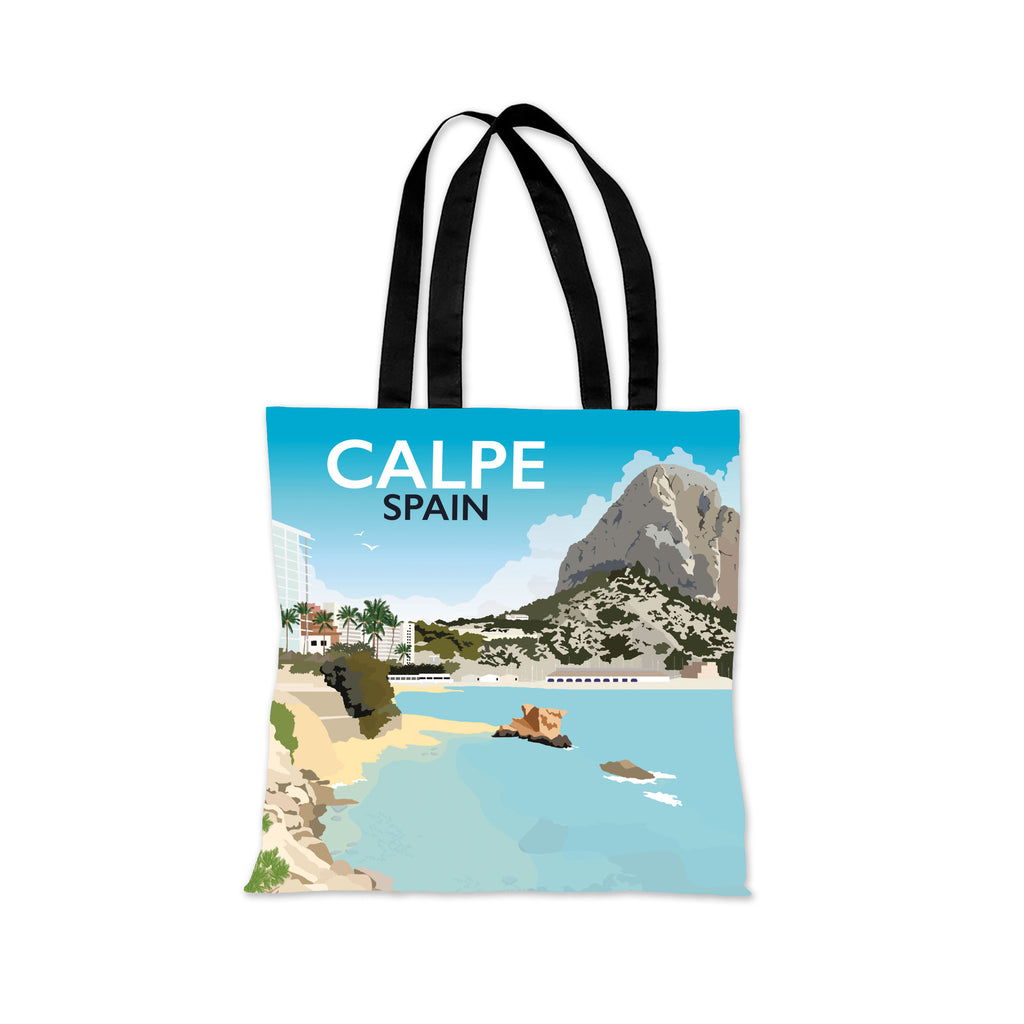 a bag with a picture of a beach and mountains