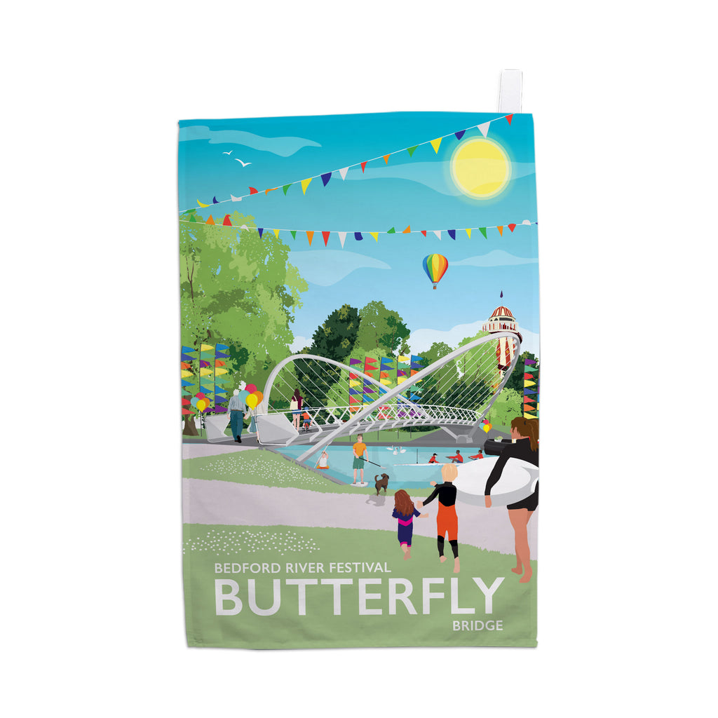 a poster of a butterfly festival with people walking around